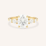 Yellow gold Bella oval diamond engagement ring front view on white background