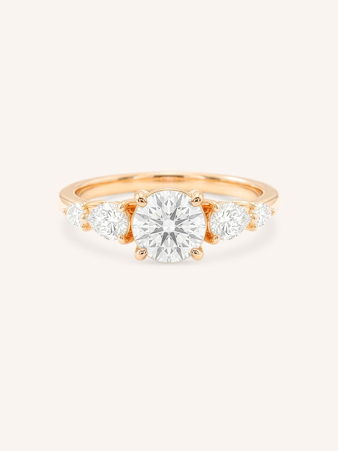 Rose Gold Bella Round Diamond Engagement Ring front view on white background