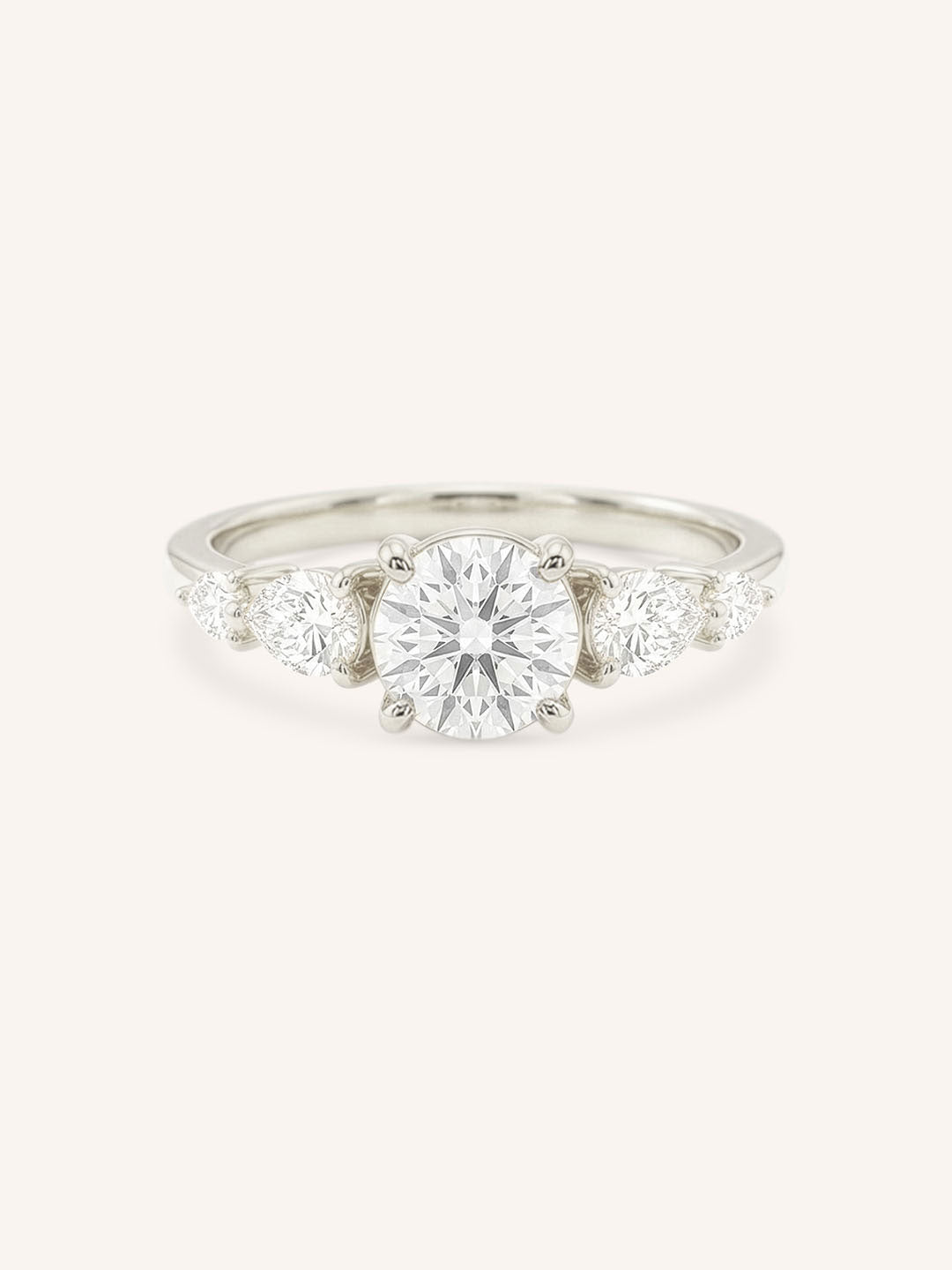 White Gold Bella Round Diamond Engagement Ring front view on white background