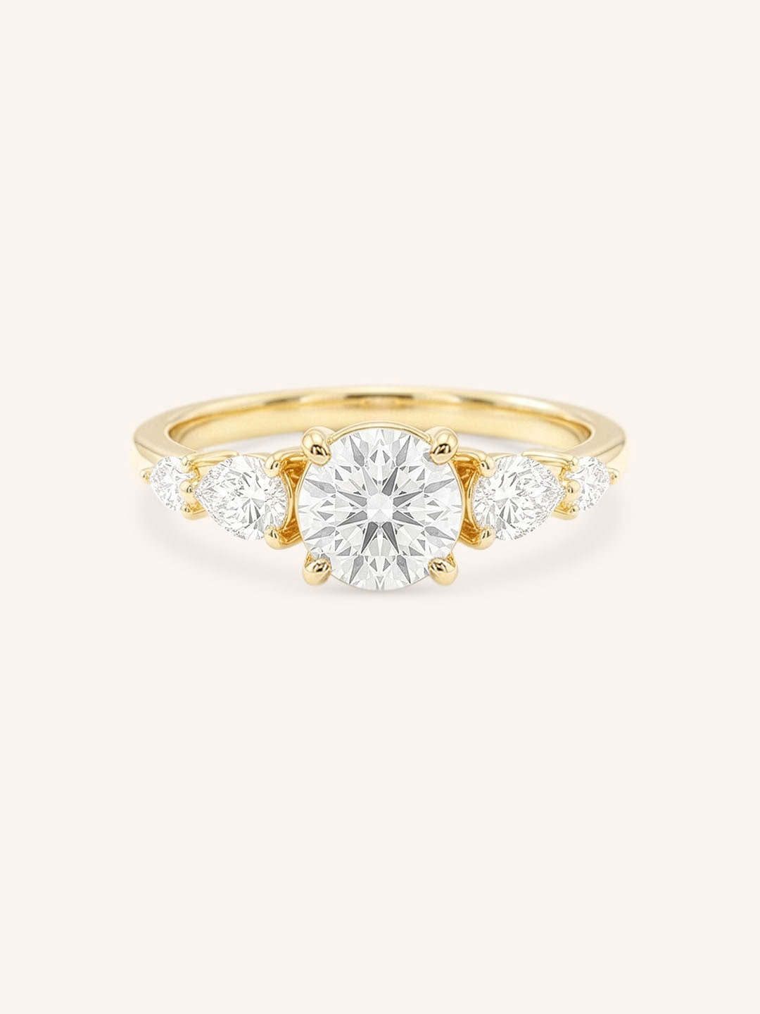 Yellow Gold Bella Round Diamond Engagement Ring front view on white background