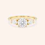 Yellow Gold Bella Round Diamond Engagement Ring front view on white background