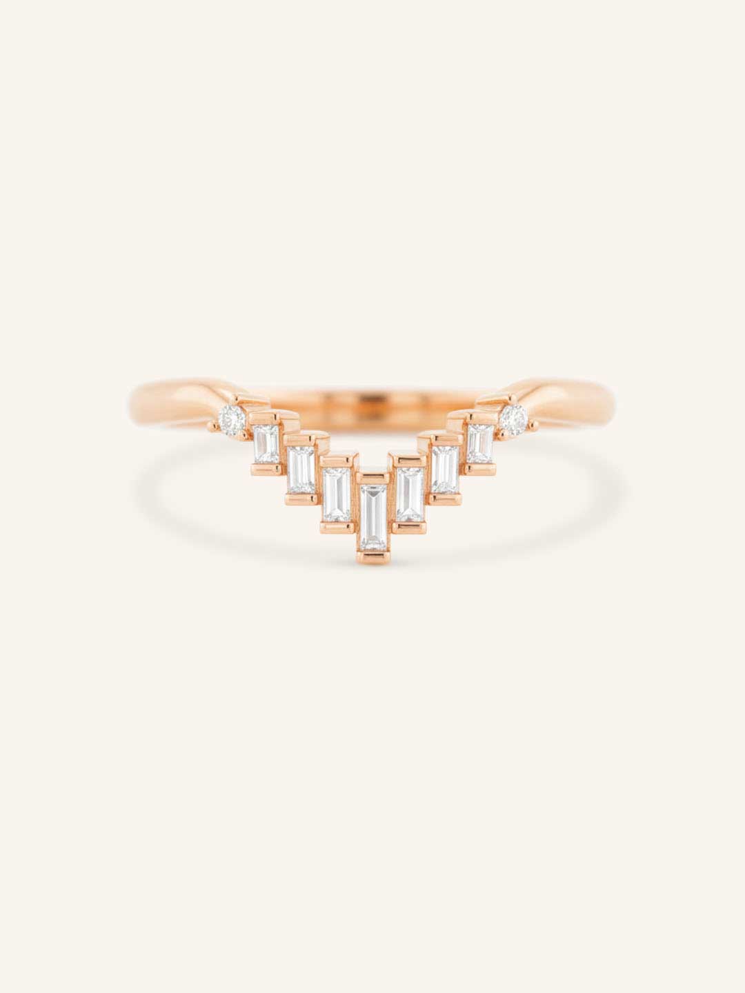 Nile Curved Baguette and Round Diamond Band