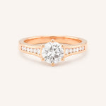 Rose gold Lucid round diamond engagement ring front view on white background