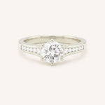 White gold Lucid round diamond engagement ring front view on white background