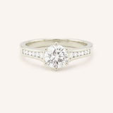 White gold Lucid round diamond engagement ring front view on white background