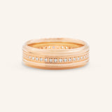 Diamond Accented Grooved Eternity Wedding Band