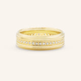 Diamond Accented Grooved Eternity Wedding Band