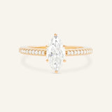 Marquise Diamond Solitaire Engagement Ring with Diamond Accents