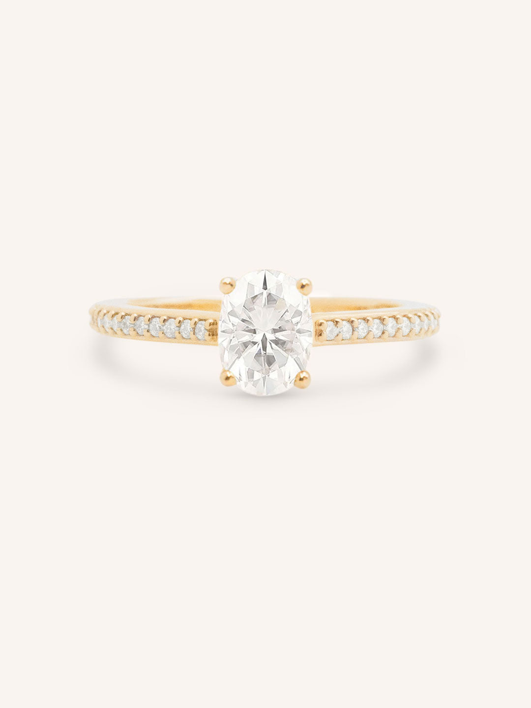 Oval Diamond Solitaire Engagement Ring with Diamond Accents