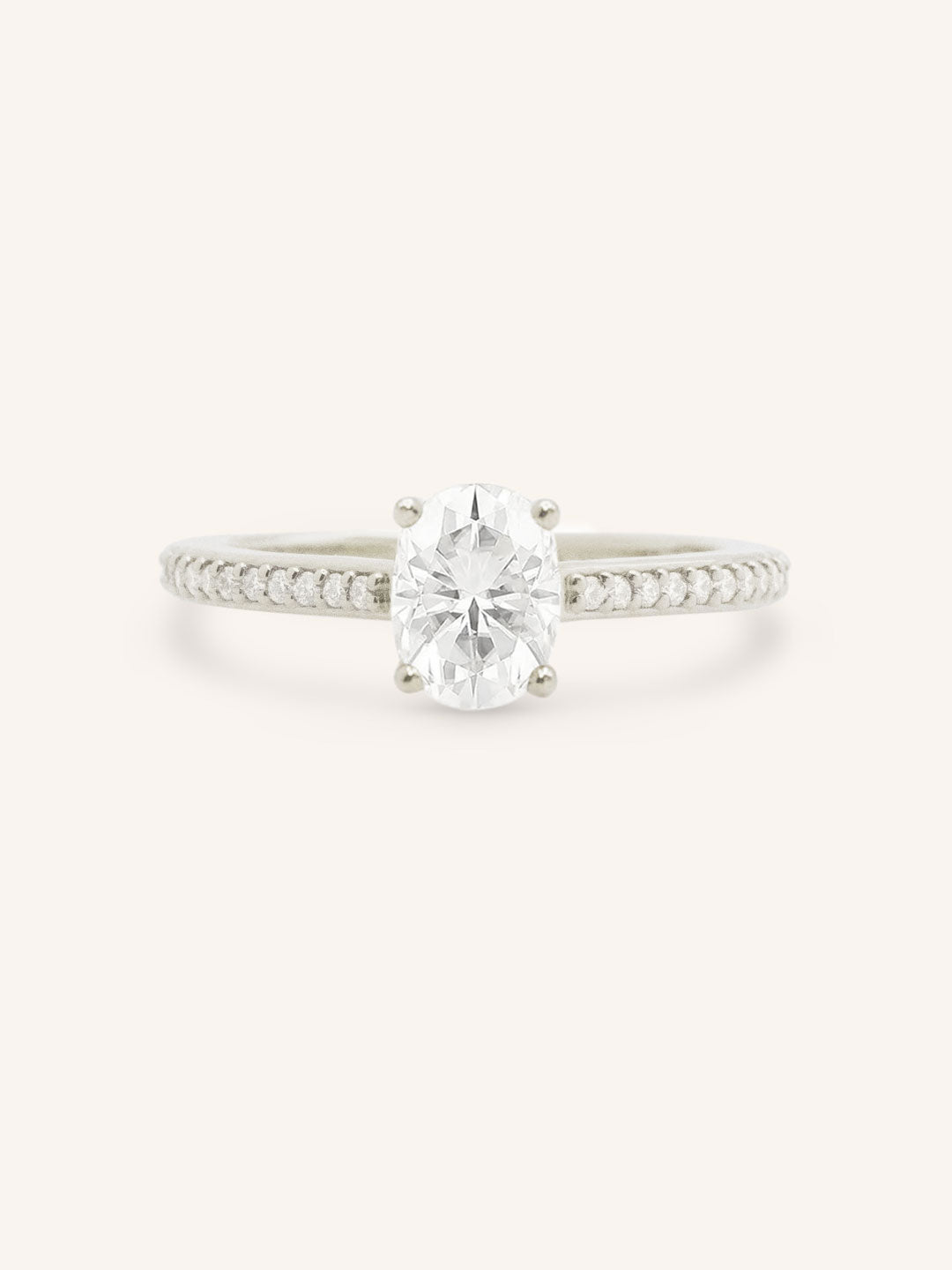 Oval Diamond Solitaire Engagement Ring with Diamond Accents
