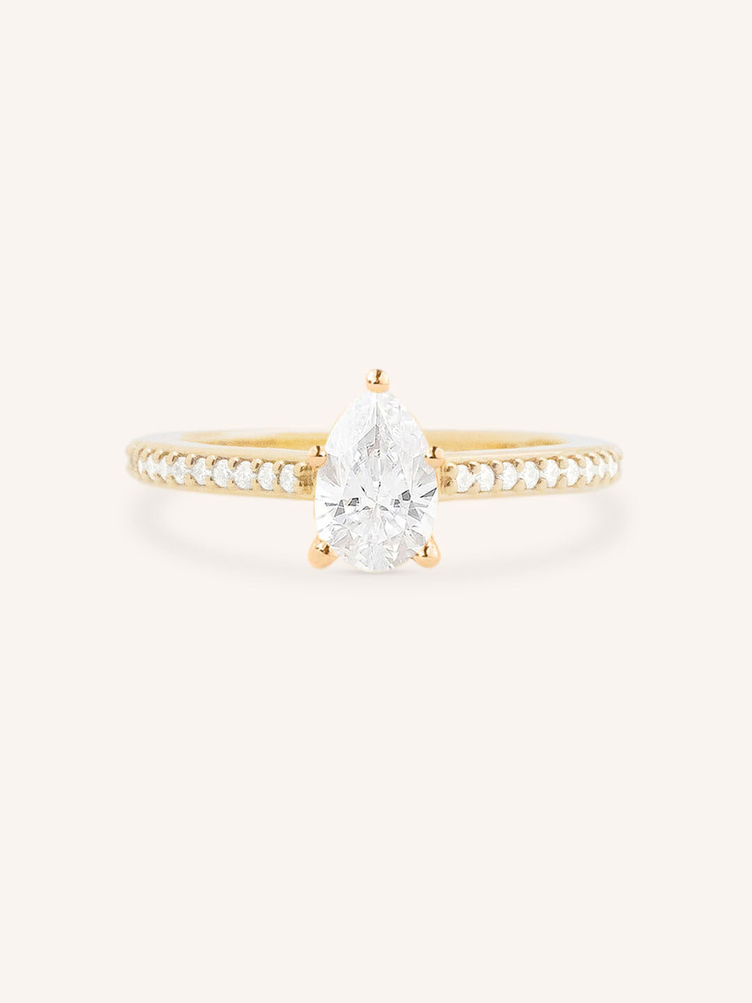 Pear Diamond Solitaire Engagement Ring with Diamond Accents