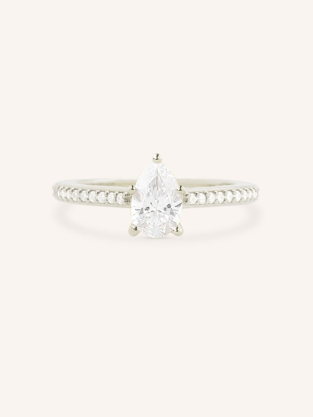 Pear Diamond Solitaire Engagement Ring with Diamond Accents