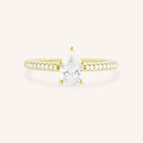 Pear Diamond Solitaire Engagement Ring with Diamond Accents