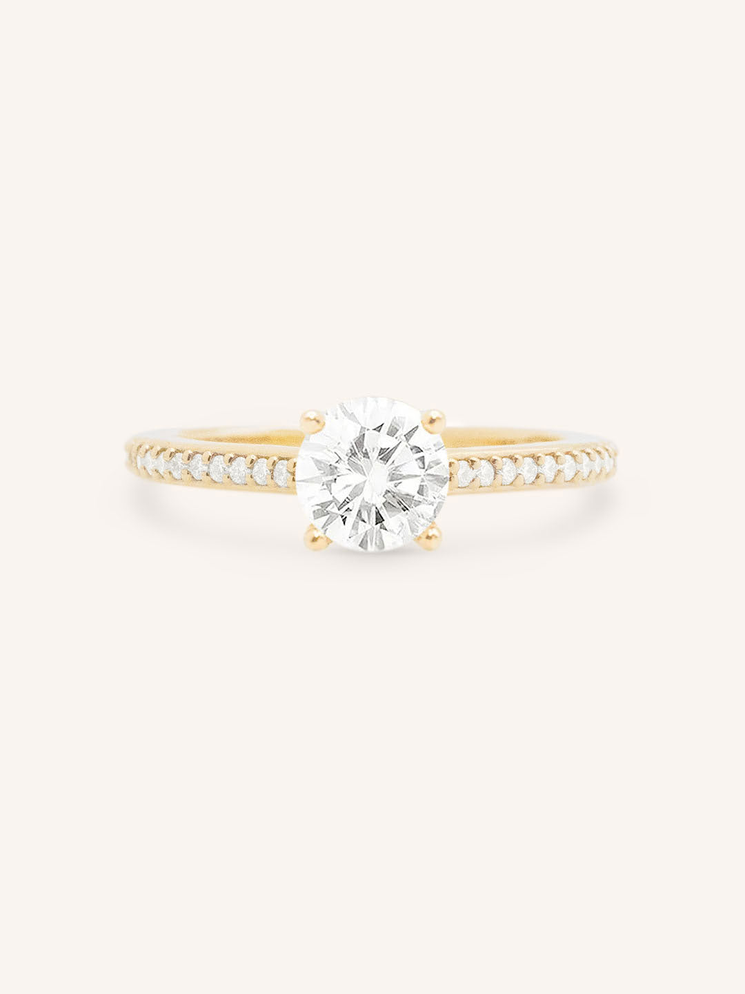 Round Diamond Solitaire Engagement Ring with Diamond Accents
