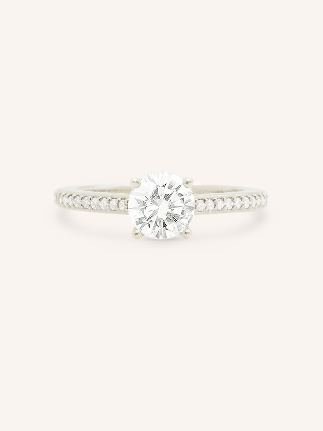 Round Diamond Solitaire Engagement Ring with Diamond Accents