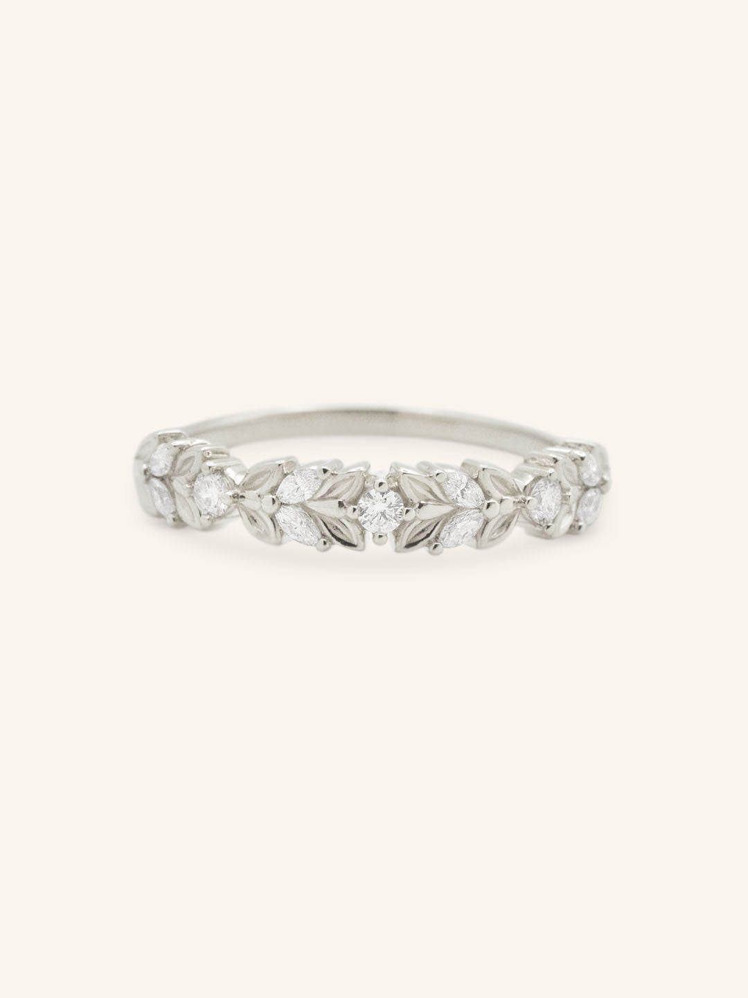 Dahlia Bloom Diamond Leaf Ring