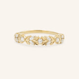 Dahlia Bloom Diamond Leaf Ring