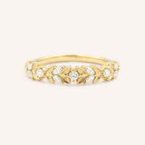 Dahlia Bloom Diamond Leaf Ring