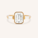 Grannis Three Stone Emerald Cut and Baguette Diamond Engagement Ring