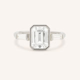 Grannis Three Stone Emerald Cut and Baguette Diamond Engagement Ring