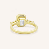 Grannis Three Stone Emerald Cut and Baguette Diamond Engagement Ring