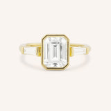 Grannis Three Stone Emerald Cut and Baguette Diamond Engagement Ring