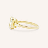 Grannis Three Stone Emerald Cut and Baguette Diamond Engagement Ring