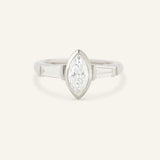 Grannis Three Stone Marquise and Baguette Diamond Engagement Ring