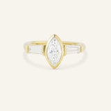 Grannis Three Stone Marquise and Baguette Diamond Engagement Ring