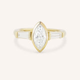 Grannis Three Stone Marquise and Baguette Diamond Engagement Ring
