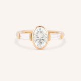 Grannis Three Stone Oval and Baguette Diamond Engagement Ring