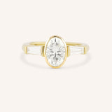 Grannis Three Stone Oval and Baguette Diamond Engagement Ring