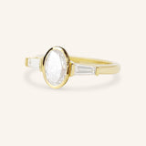 Grannis Three Stone Oval and Baguette Diamond Engagement Ring