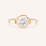 Grannis Three Stone Round and Baguette Diamond Engagement Ring