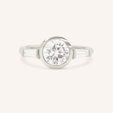 Grannis Three Stone Round and Baguette Diamond Engagement Ring