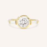 Grannis Three Stone Round and Baguette Diamond Engagement Ring