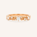 Rose gold Kyrie flower diamond anniversary band front view on white background