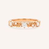 Rose gold Kyrie flower diamond anniversary band front view on white background