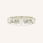 White gold Kyrie flower diamond anniversary band front view on white background