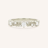 White gold Kyrie flower diamond anniversary band front view on white background