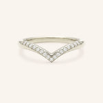 White gold Lavina curved diamond wedding band front view on white background