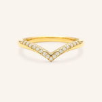 Yellow gold Lavina curved diamond wedding band front view on white background