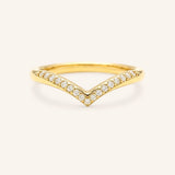 Yellow gold Lavina curved diamond wedding band front view on white background