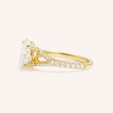 Yellow Gold Zenera Round Diamond Split Shank Engagement Ring side view on white background