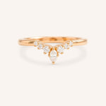 Rose gold Kessel curved diamond wedding band front view on white background
