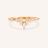 Rose gold Kessel curved diamond wedding band front view on white background