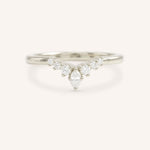 White gold Kessel curved diamond wedding band front view on white background