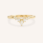 Yellow gold Kessel curved diamond wedding band front view on white background