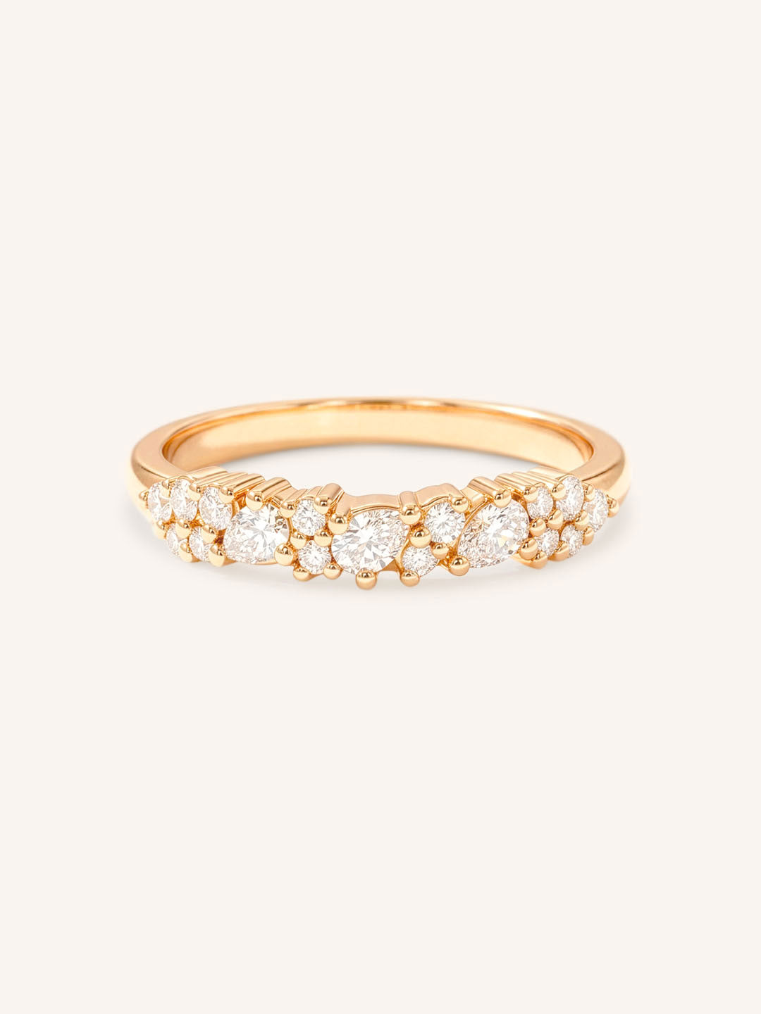Rose gold Junya diamond anniversary band front view on white background