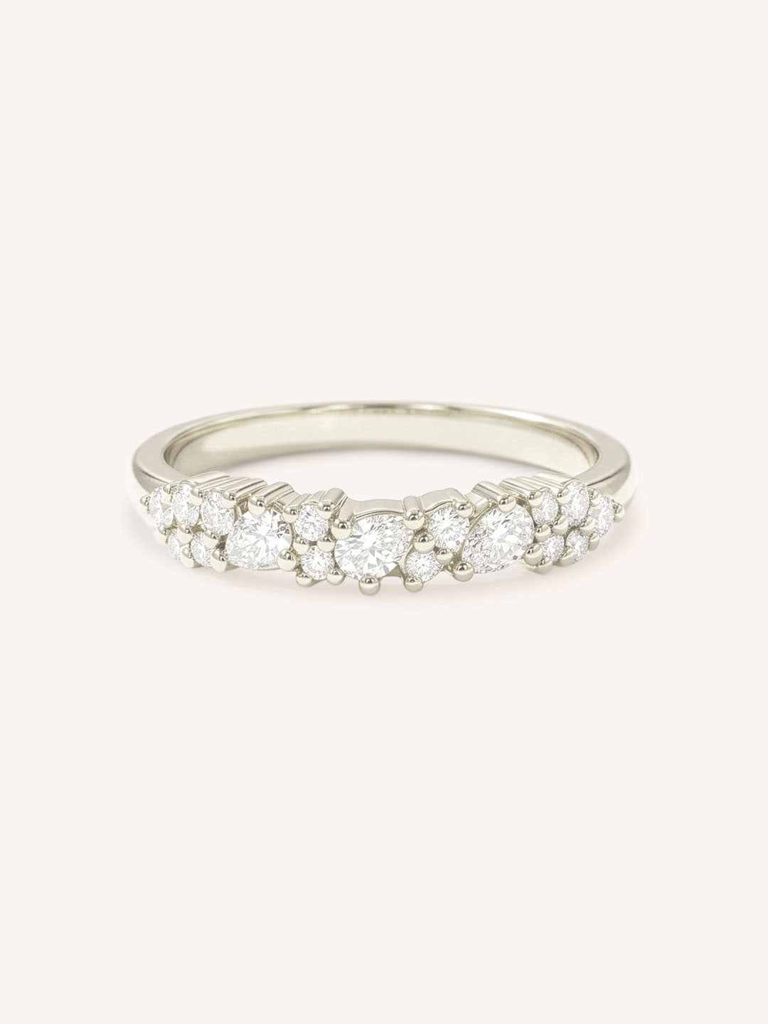 White gold Junya diamond anniversary band front view on white background